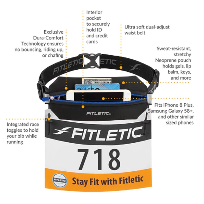 Fitletic Neo Race Belt, Black | Unique No Bounce Design for Marathon, Triathlon, Trail, 5k, 10k | Running Belt | N01R-01 - Image 5